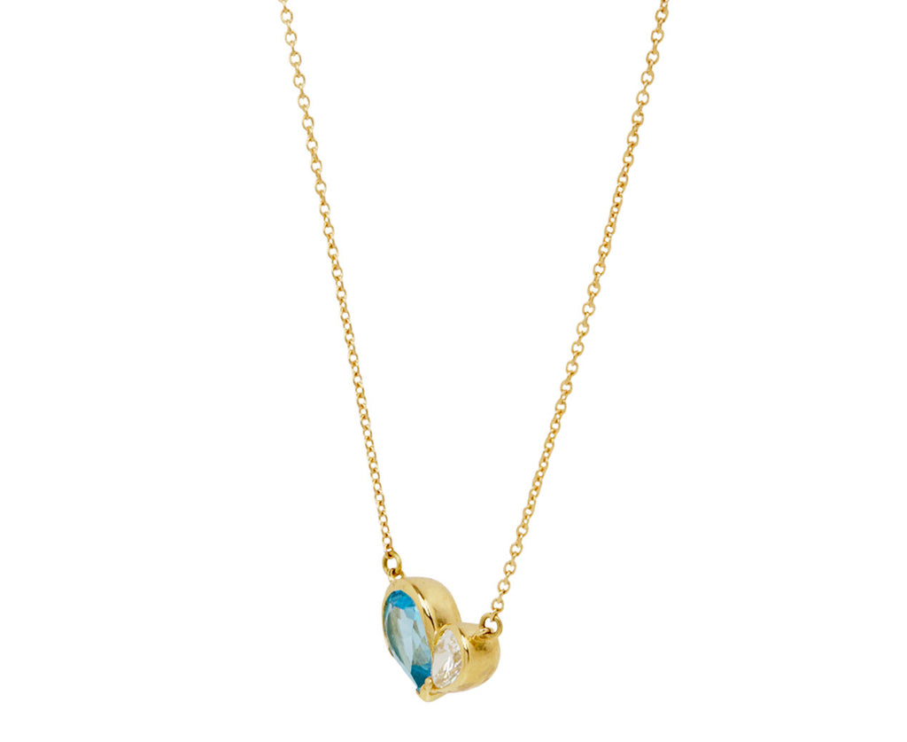 Blue Topaz and Diamond Duo Heart Necklace