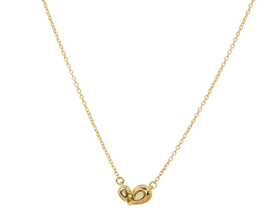 Mini Peridot and Diamond Duo Heart Necklace