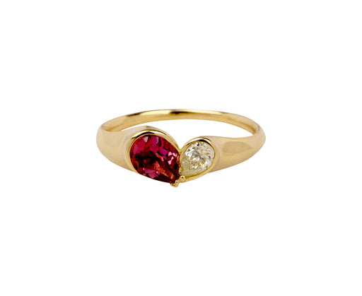 Pink Tourmaline and Diamond Duo Heart Cocktail Ring