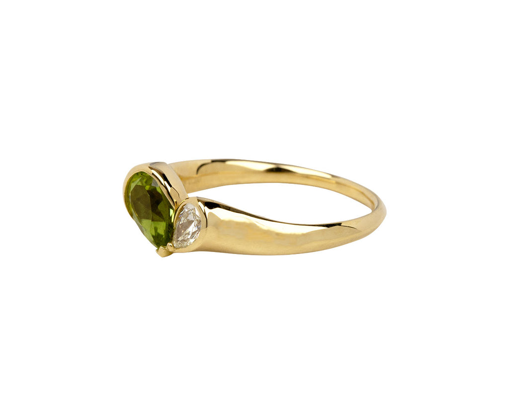 Peridot and Diamond Duo Heart Cocktail Ring