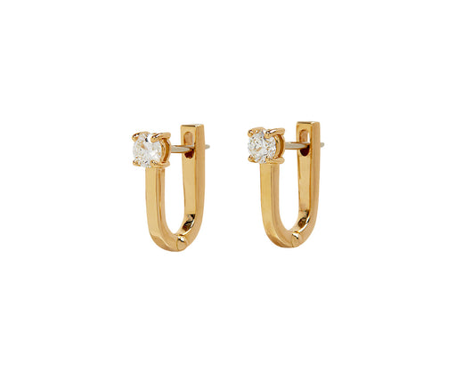 Diamond Aria U Huggie Hoop Earrings