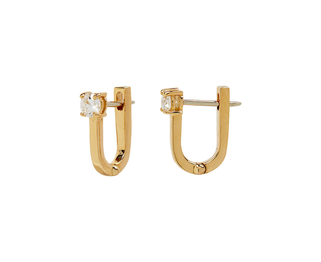 Diamond Aria U Huggie Hoop Earrings