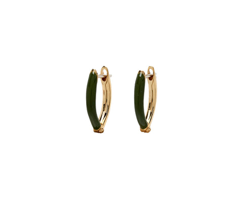 Olive Green Enamel Small Cristina Hoop Earrings