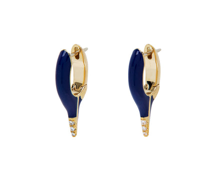 Navy Enamel Diamond Mini Lola Needle Earrings