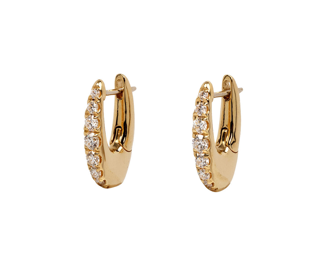 3 Stone Small Diamond Stud Earring For Women In 14K Yellow Gold |  Fascinating Diamonds