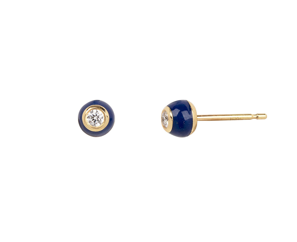 Navy Enamel Small Diamond Audrey Stud Earrings