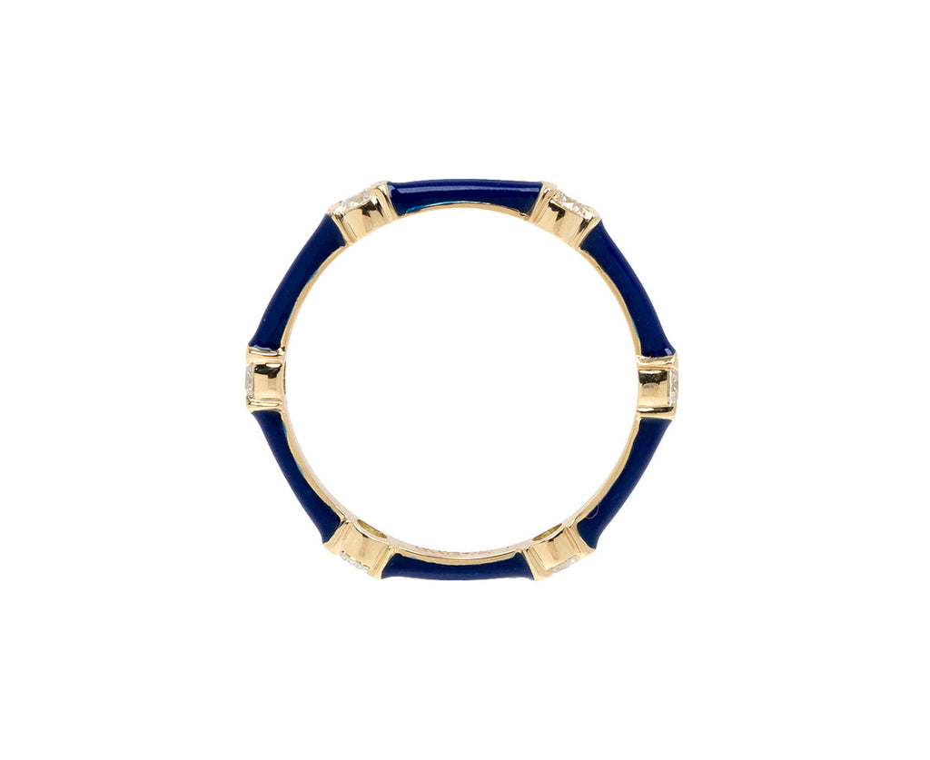 Navy Enamel and Diamond Zea Ring