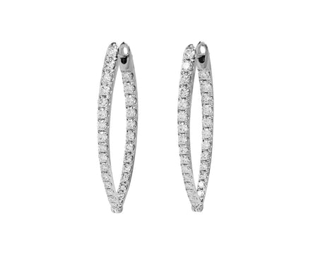 White Gold Double Diamond Medium Cristina Hoop Earrings