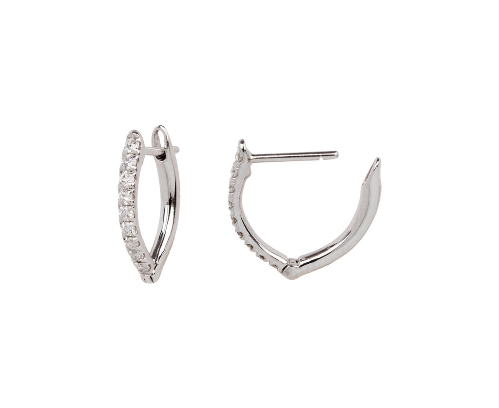 Melissa Kaye White Gold Small Diamond Cristina Hoop Earrings Side Open