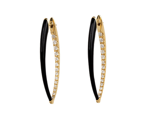 Melissa Kaye Black Enamel Diamond Large Cristina Earrings