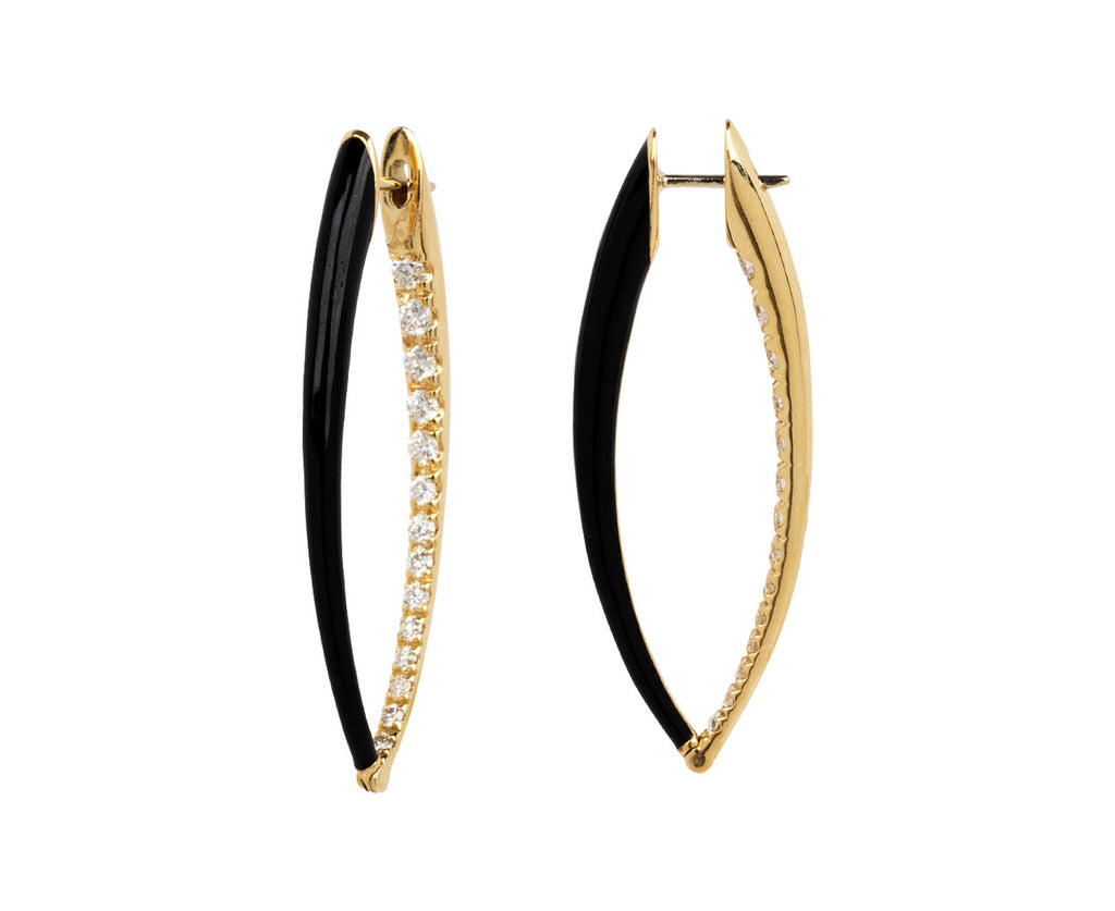 Melissa Kaye Black Enamel Diamond Large Cristina Earrings Side View