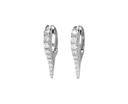 White Gold Mini Diamond Lola Needle Hoop Earrings