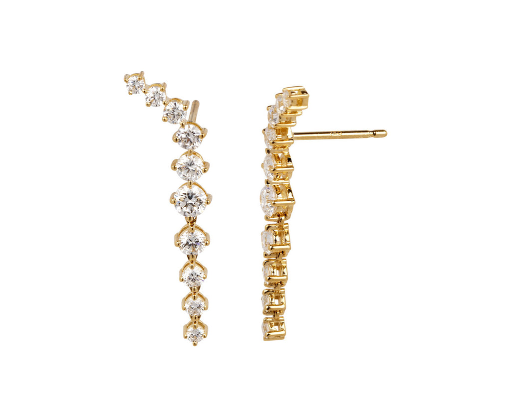 Melissa Kaye Mini Aria Diamond Dagger Earrings Side View