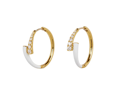 Melissa Kaye White Enamel Lola Hoop Earrings