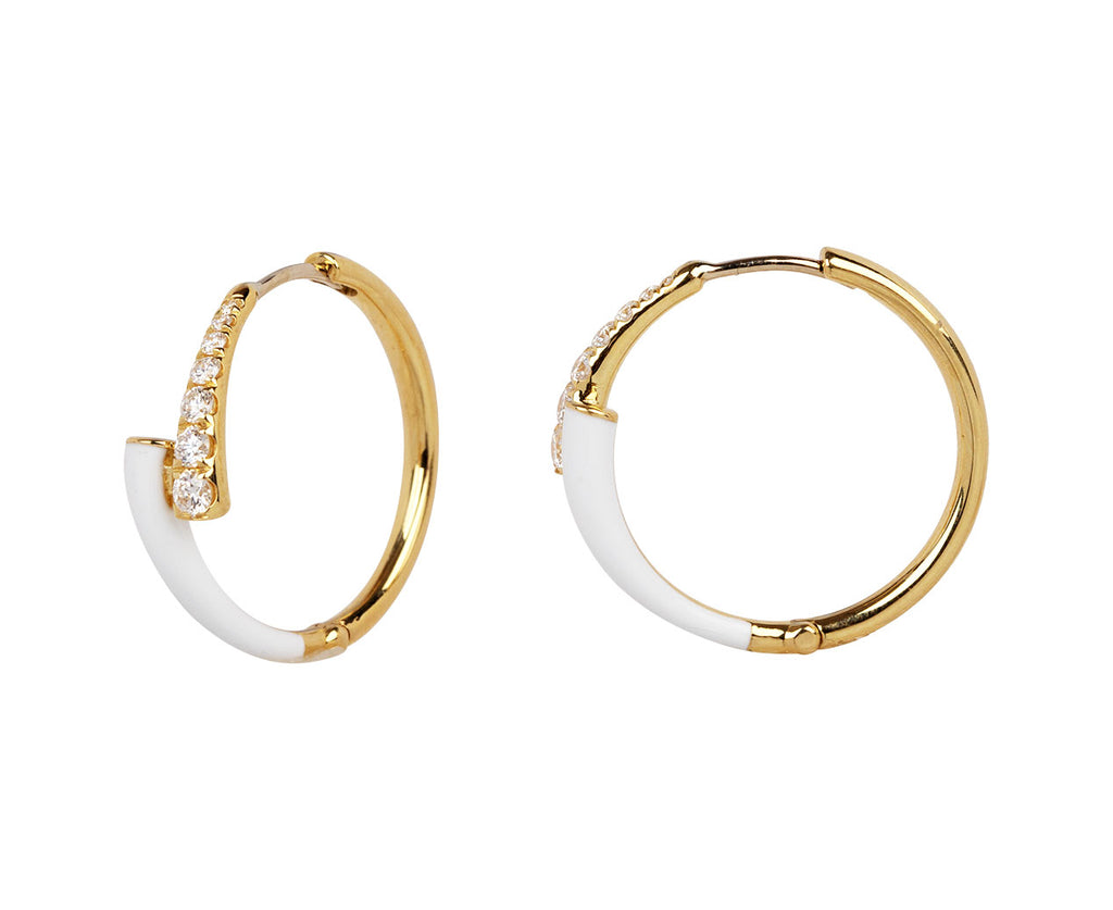 Melissa Kaye White Enamel Lola Hoop Earrings Side