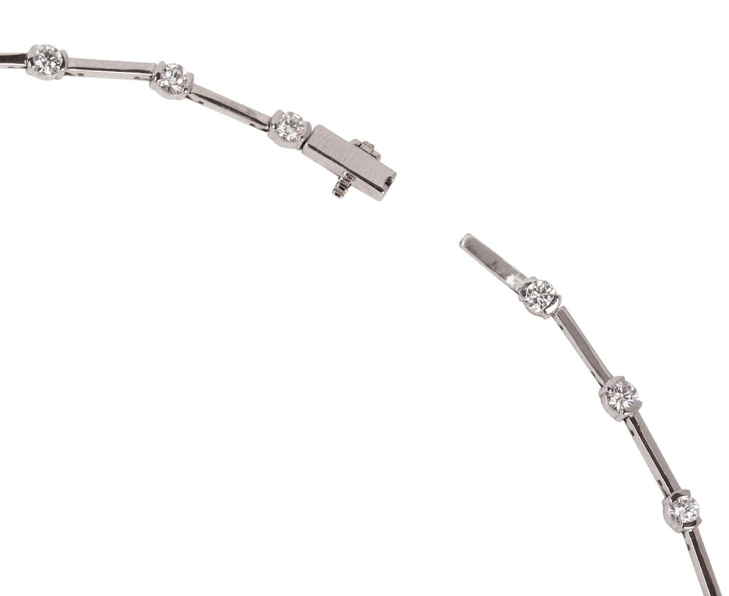 Melissa Kaye White Gold Diamond Zea Linked Necklace Clasp Open