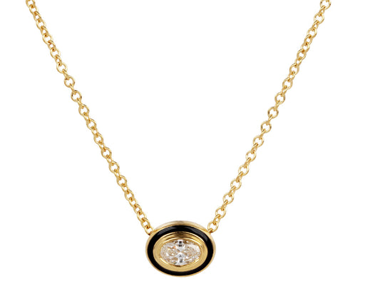 Melissa Kaye Black Enamel Lenox Reign Necklace