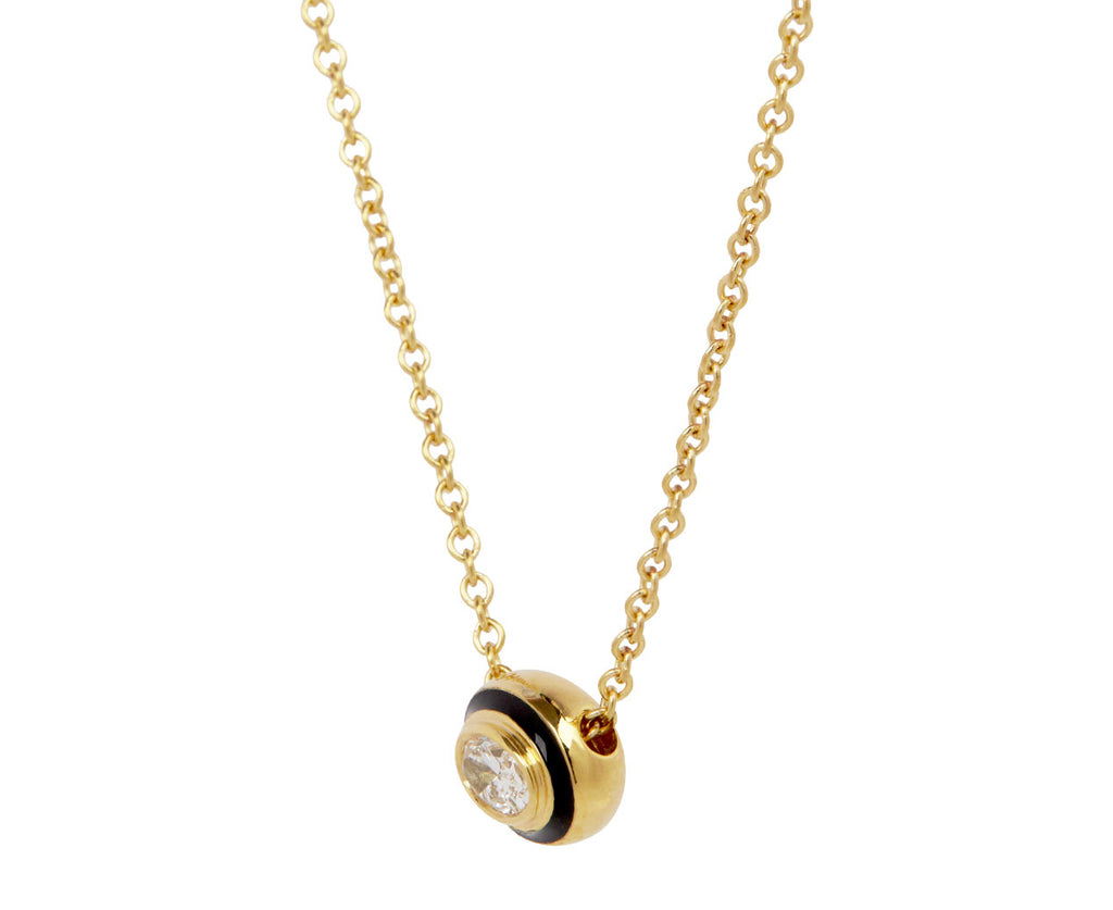 Melissa Kaye Black Enamel Lenox Reign Necklace Side View