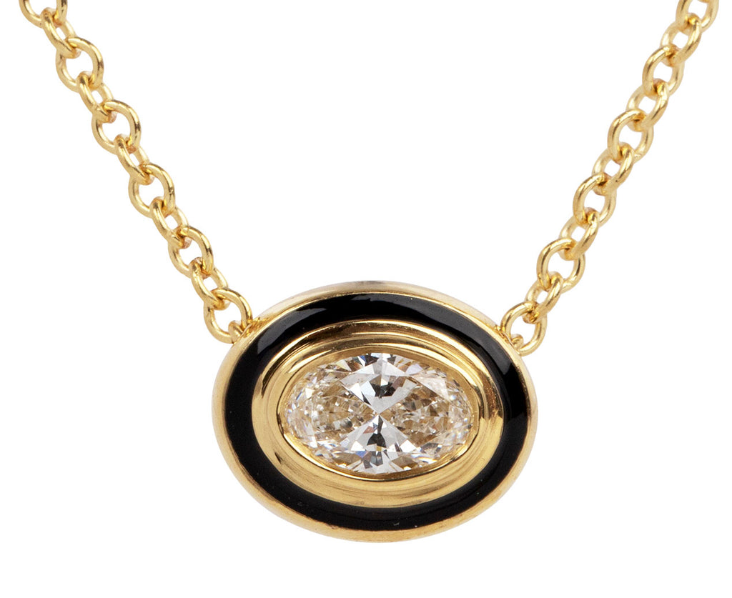 Melissa Kaye Black Enamel Lenox Reign Necklace Close Up