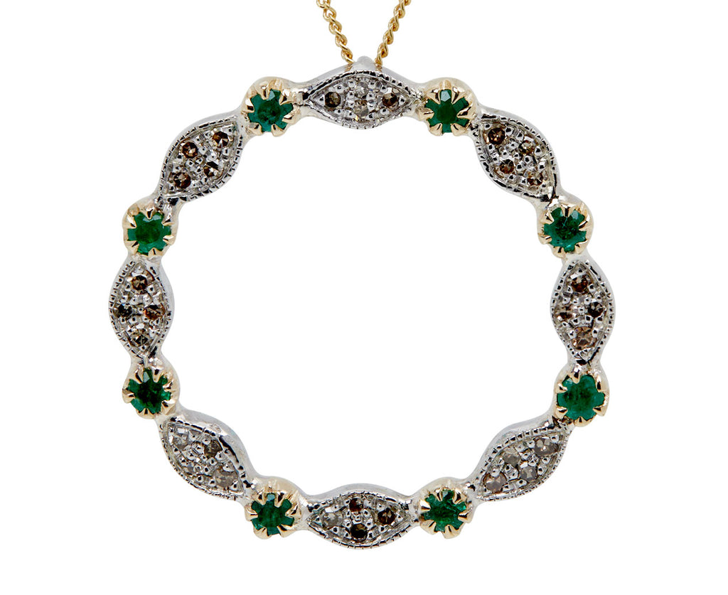 Pascale Monvoisin Emerald and Diamond Ava N°2 Pendant Necklace - Closeup