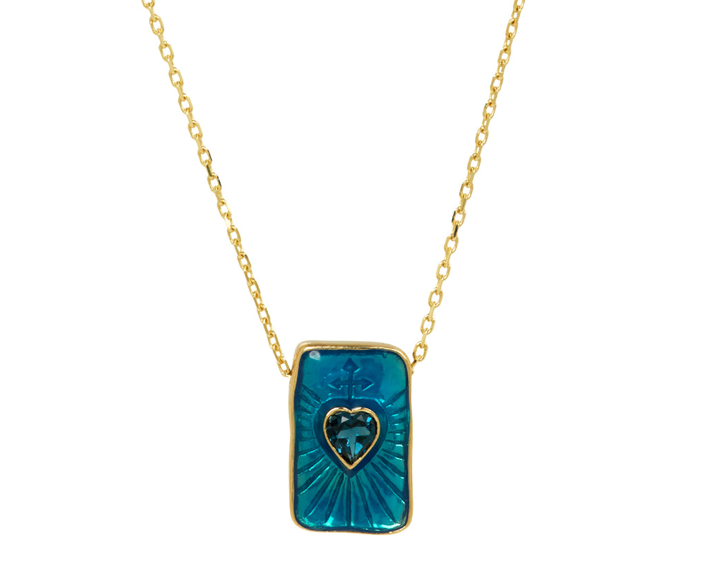 Pascale Monvoisin Deva Blue Topaz Heart Pendant Necklace