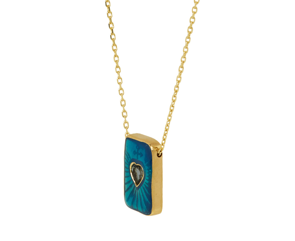 Pascale Monvoisin Deva Blue Topaz Heart Pendant Necklace - side
