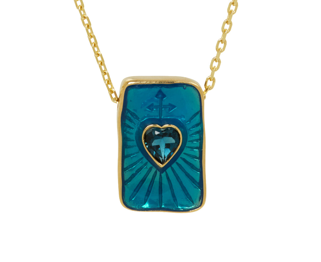 Pascale Monvoisin Deva Blue Topaz Heart Pendant Necklace - closeup