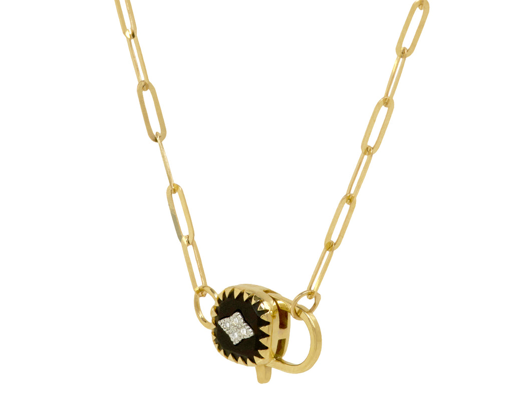 Pascale Monvoisin Black Resin and Diamond Ginger Pendant Necklace - Angled