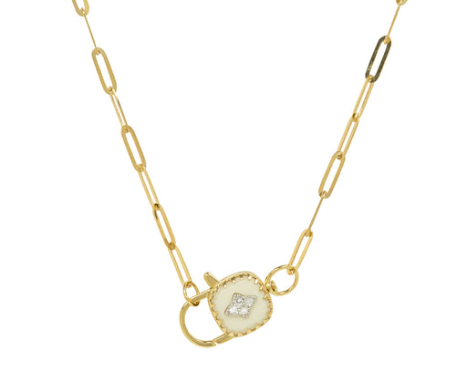 Pascale Monvoisin White Resin and Diamond Ginger Pendant Necklace