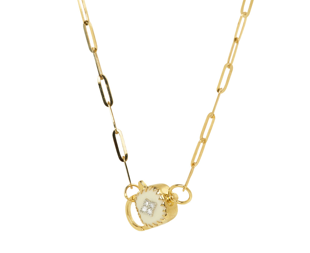 Pascale Monvoisin White Resin and Diamond Ginger Pendant Necklace - Angled