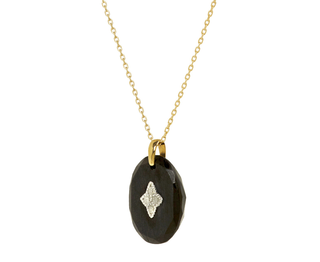 Pascale Monvoisin Black Resin and Diamond Gina Pendant Necklace - Angled