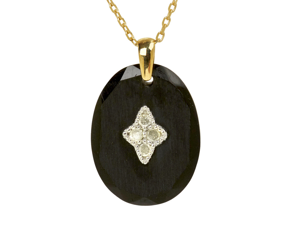 Pascale Monvoisin Black Resin and Diamond Gina Pendant Necklace - Closeup