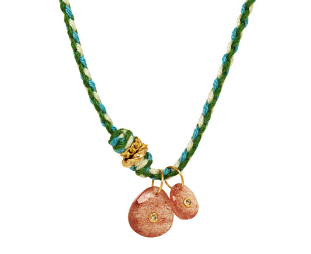 Pascale Monvoisin Strawberry Quartz and Diamond Holi Pendant Necklace