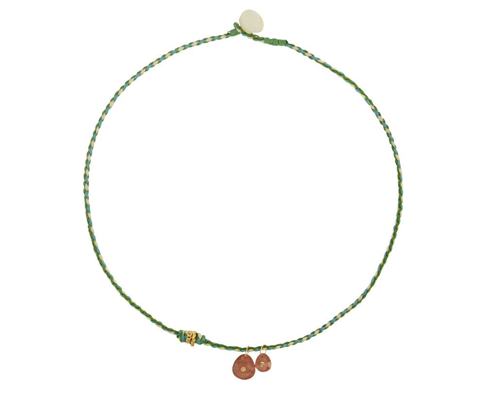 Pascale Monvoisin Strawberry Quartz and Diamond Holi Pendant Necklace - top down