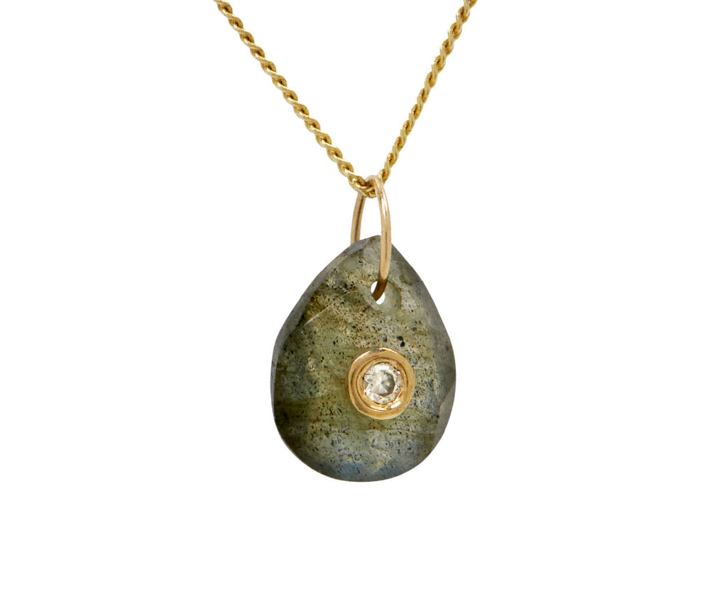 Pascale Monvoisin Labradorite and Diamond Orso Pendant Necklace - Closeup