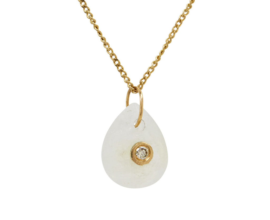 Pascale Monvoisin Moonstone and Diamond Orso Pendant Necklace - Closeup