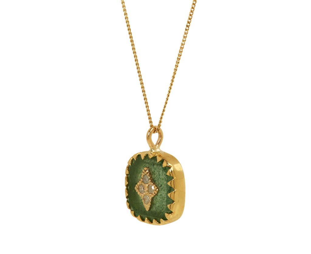 Pascale Monvoisin Aventurine Quartz and Diamond Pierrot Necklace - side