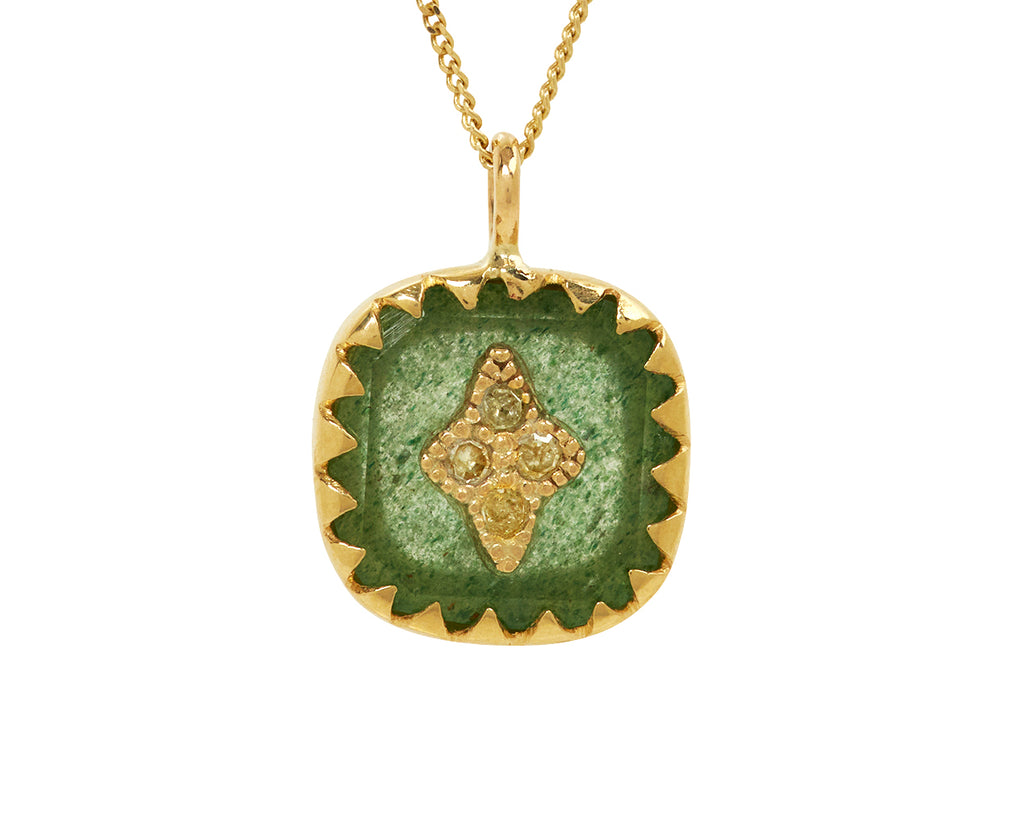 Pascale Monvoisin Aventurine Quartz and Diamond Pierrot Necklace - closeup