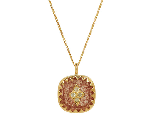 Pascale Monvoisin Strawberry Quartz and Diamond Pierrot Necklace