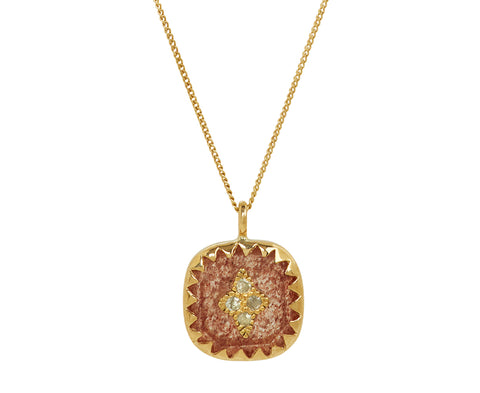 Pascale Monvoisin Strawberry Quartz and Diamond Pierrot Necklace