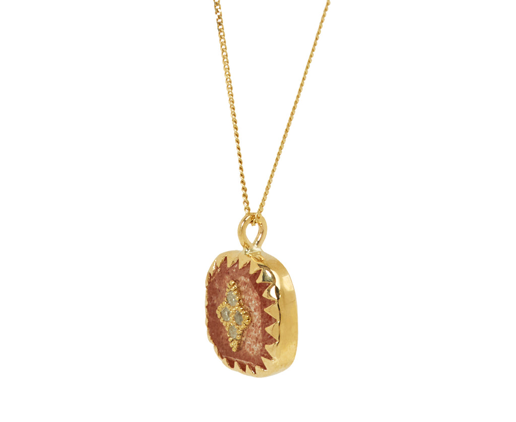 Pascale Monvoisin Strawberry Quartz and Diamond Pierrot Necklace - side