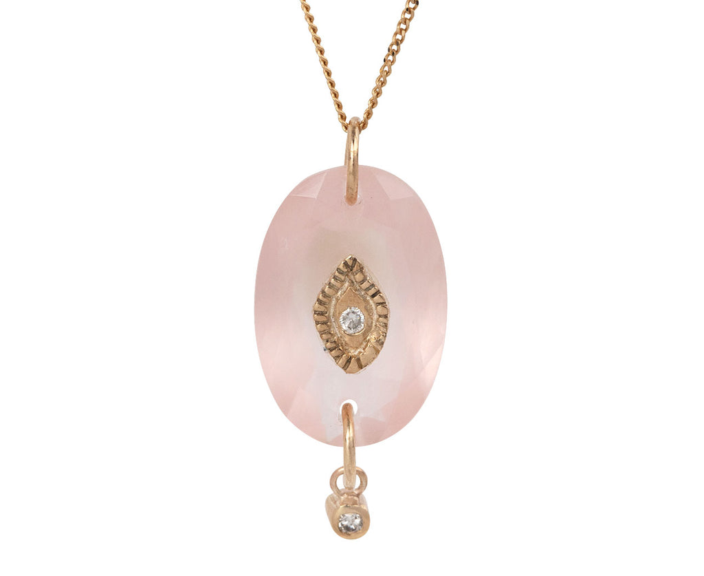 Pascale Monvoisin Pink Quartz and Diamond Squad Necklace - Closeup