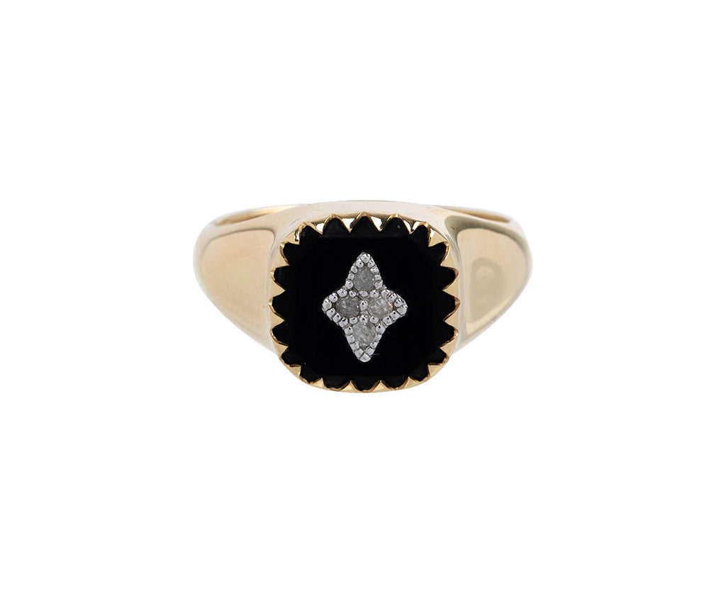 Pascale Monvoisin Black Onyx and Diamond Pierrot Signet Ring