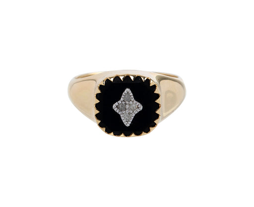 Pascale Monvoisin Black Onyx and Diamond Pierrot Signet Ring