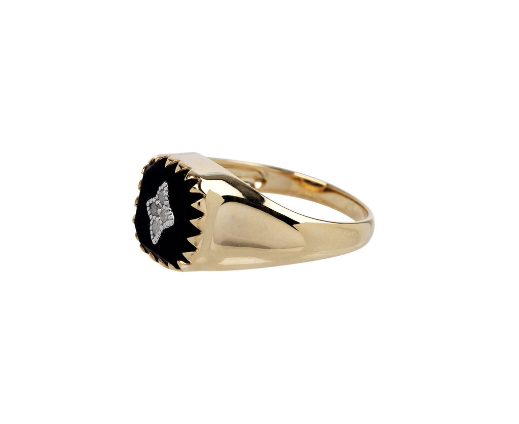Pascale Monvoisin Black Onyx and Diamond Pierrot Signet Ring - Side View