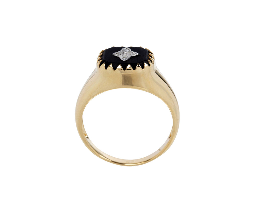 Pascale Monvoisin Black Onyx and Diamond Pierrot Signet Ring - Vertical View