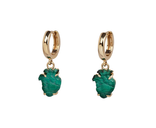 Malachite From the Heart Huggie Hoop Earrings