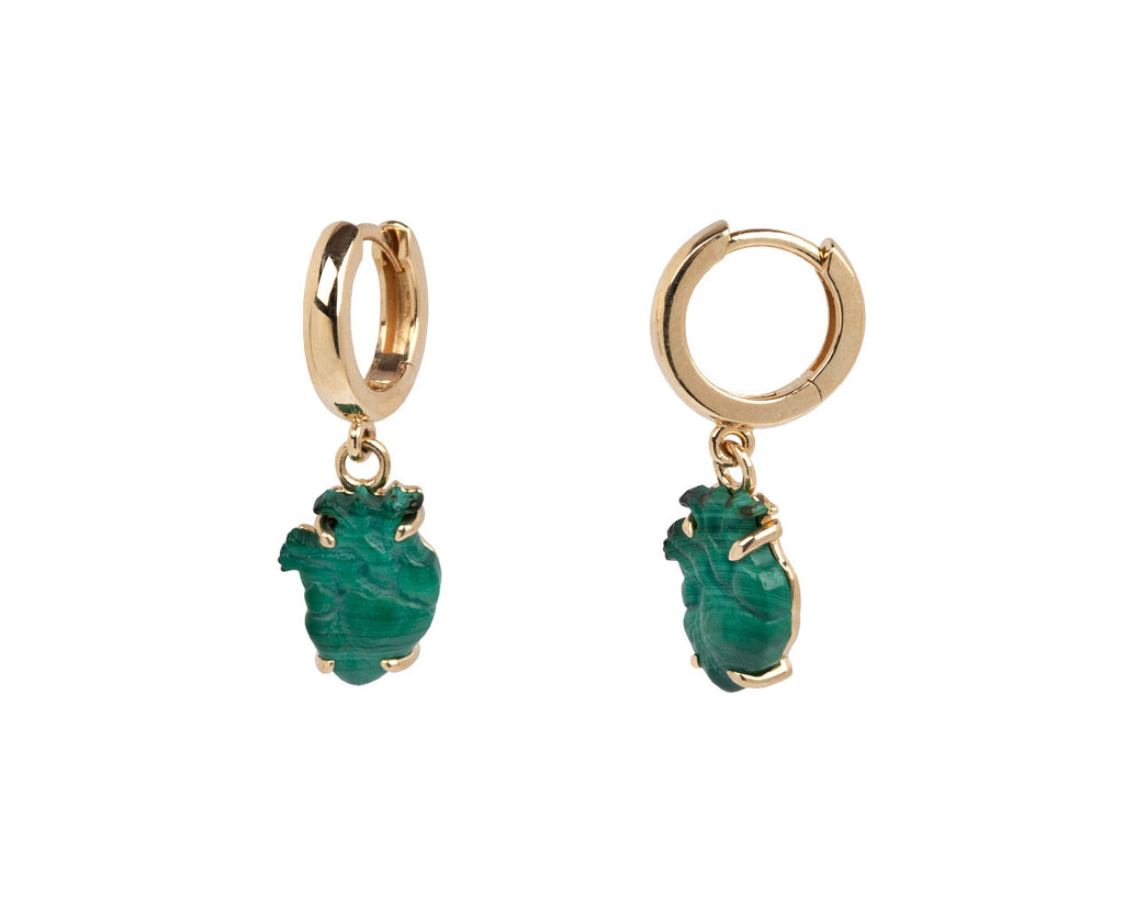 Malachite From the Heart Huggie Hoop Earrings