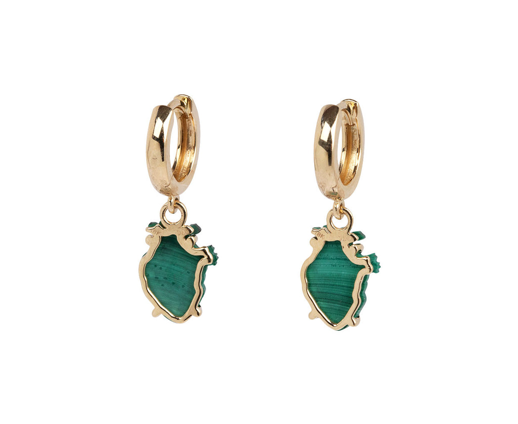 Malachite From the Heart Huggie Hoop Earrings