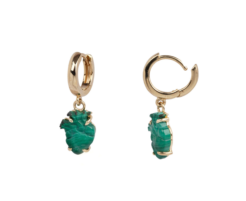 Malachite From the Heart Huggie Hoop Earrings